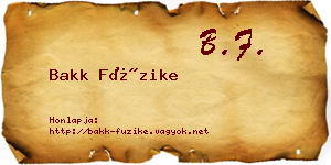 Bakk Füzike névjegykártya